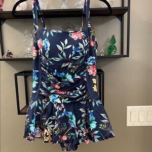 Johnny Was Floral One Piece Swimsuit - Navy and Multicolor